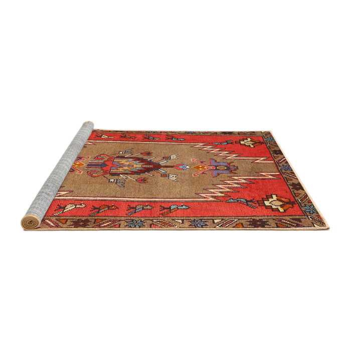 Sideview of Machine Washable Traditional Red Rug, wshtr4575