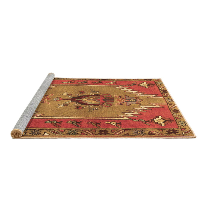Sideview of Machine Washable Persian Brown Traditional Rug, wshtr4575brn