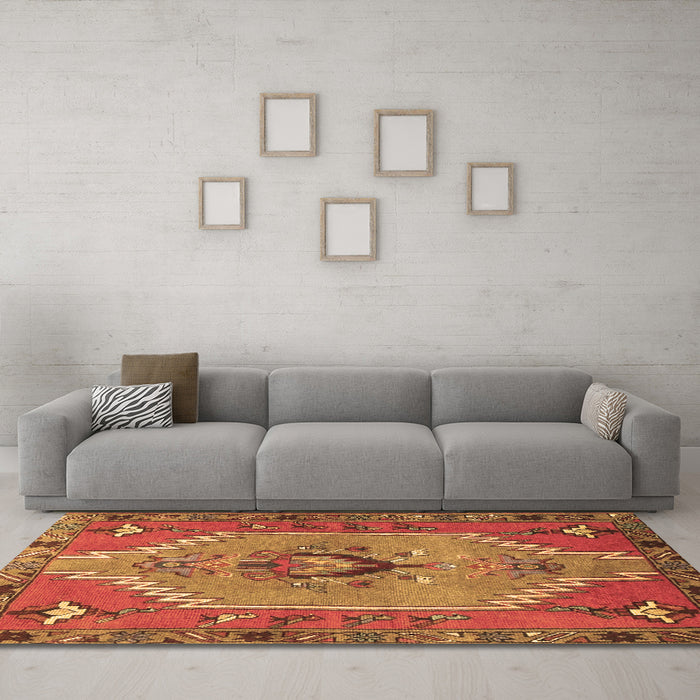 Machine Washable Persian Brown Traditional Rug in a Living Room,, wshtr4575brn