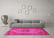 Machine Washable Persian Pink Traditional Rug in a Living Room, wshtr4575pnk