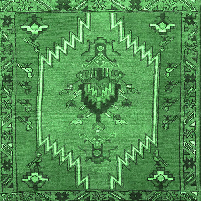 Square Machine Washable Persian Emerald Green Traditional Area Rugs, wshtr4575emgrn