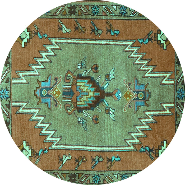 Round Machine Washable Persian Turquoise Traditional Area Rugs, wshtr4575turq