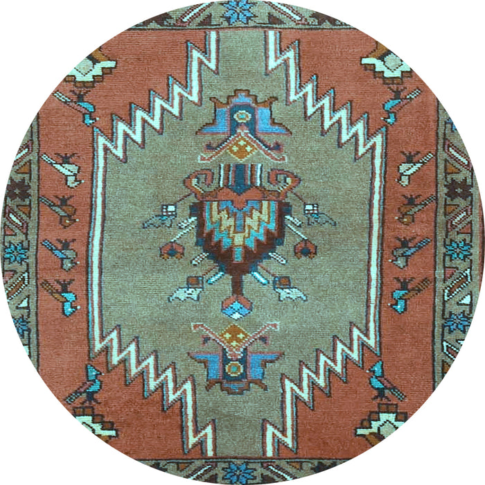 Round Persian Light Blue Traditional Rug, tr4575lblu