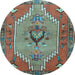 Round Persian Light Blue Traditional Rug, tr4575lblu