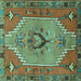 Square Persian Turquoise Traditional Rug, tr4575turq