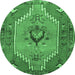 Round Persian Emerald Green Traditional Rug, tr4575emgrn