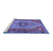 Sideview of Machine Washable Persian Blue Traditional Rug, wshtr4575blu