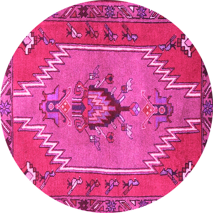 Round Persian Pink Traditional Rug, tr4575pnk