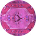 Round Persian Purple Traditional Rug, tr4575pur