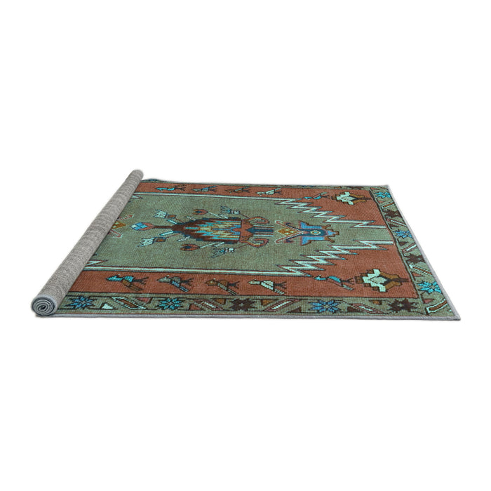 Sideview of Machine Washable Persian Light Blue Traditional Rug, wshtr4575lblu