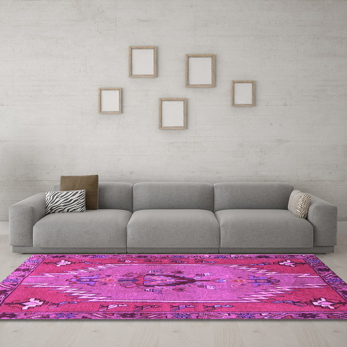 Machine Washable Persian Purple Traditional Area Rugs in a Living Room, wshtr4575pur