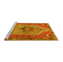 Sideview of Machine Washable Persian Yellow Traditional Rug, wshtr4575yw