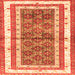 Round Machine Washable Persian Orange Traditional Area Rugs, wshtr4576org