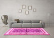 Machine Washable Persian Pink Traditional Rug in a Living Room, wshtr4576pnk