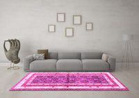 Machine Washable Persian Pink Traditional Rug, wshtr4576pnk