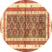 Round Machine Washable Persian Brown Traditional Rug, wshtr4576brn