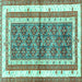 Square Persian Turquoise Traditional Rug, tr4576turq
