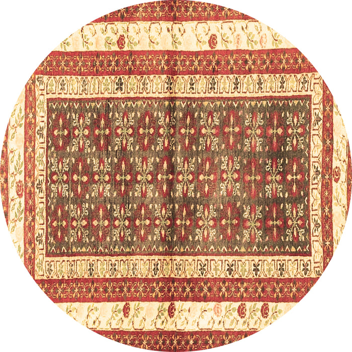Round Persian Brown Traditional Rug, tr4576brn