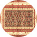 Round Persian Brown Traditional Rug, tr4576brn