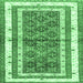 Square Machine Washable Persian Emerald Green Traditional Area Rugs, wshtr4576emgrn