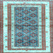 Square Machine Washable Persian Light Blue Traditional Rug, wshtr4576lblu