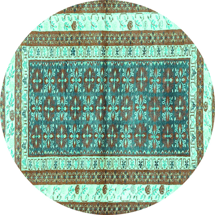Round Persian Turquoise Traditional Rug, tr4576turq