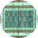 Round Persian Turquoise Traditional Rug, tr4576turq
