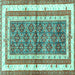 Square Machine Washable Persian Turquoise Traditional Area Rugs, wshtr4576turq