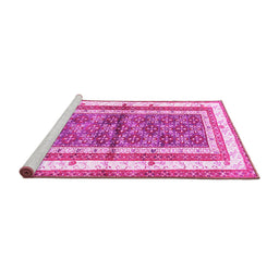 Sideview of Machine Washable Persian Pink Traditional Rug, wshtr4576pnk