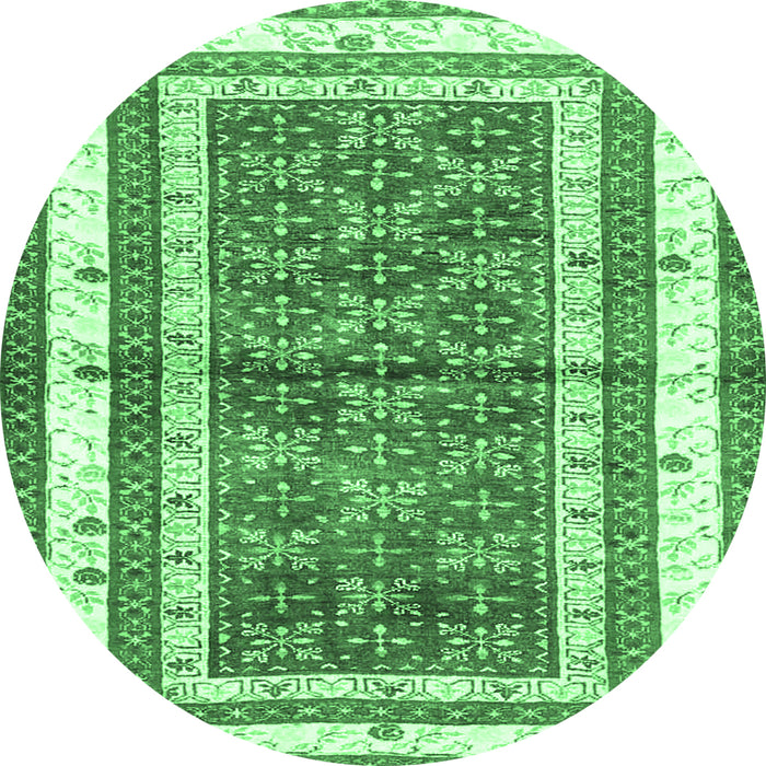 Round Persian Emerald Green Traditional Rug, tr4576emgrn