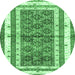 Round Persian Emerald Green Traditional Rug, tr4576emgrn