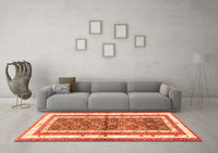 Machine Washable Persian Orange Traditional Rug, wshtr4576org