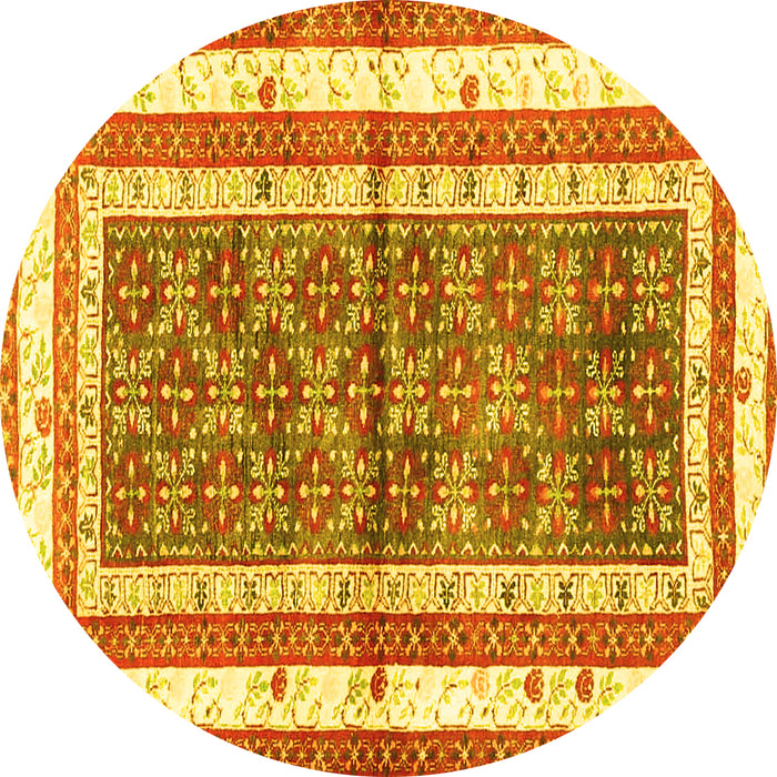 Round Persian Yellow Traditional Rug, tr4576yw