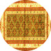 Round Persian Yellow Traditional Rug, tr4576yw