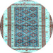 Round Machine Washable Persian Light Blue Traditional Rug, wshtr4576lblu