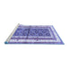 Sideview of Machine Washable Persian Blue Traditional Rug, wshtr4576blu