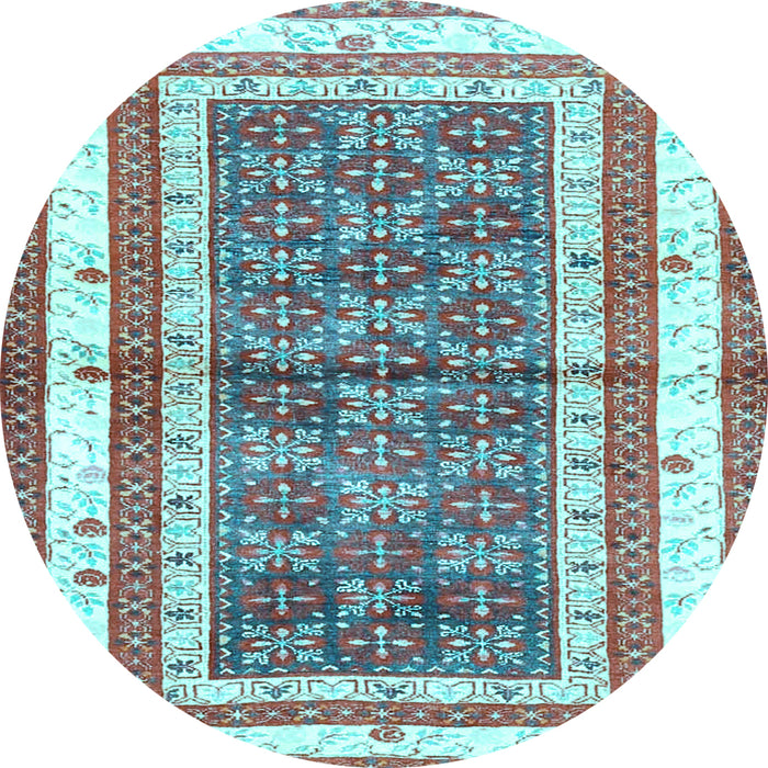 Round Persian Light Blue Traditional Rug, tr4576lblu