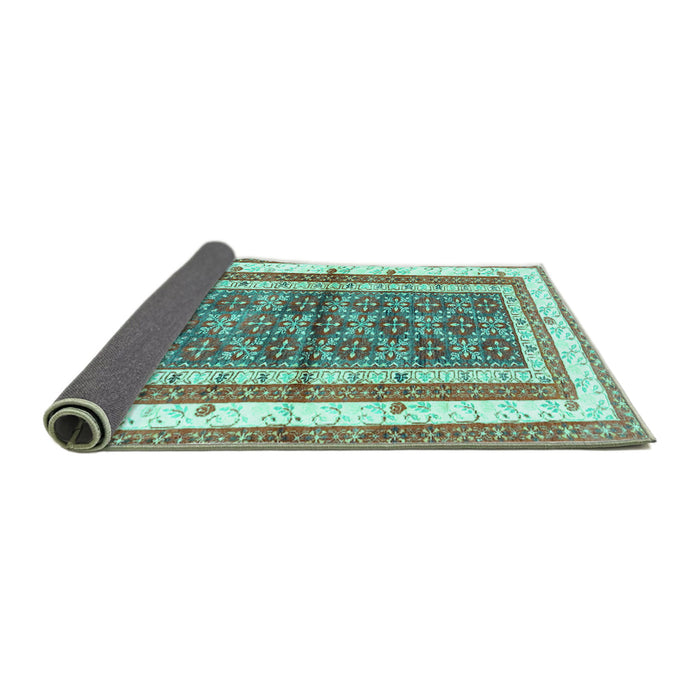 Sideview of Persian Turquoise Traditional Rug, tr4576turq
