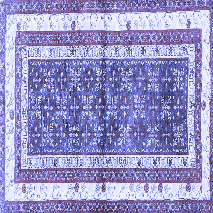 Square Machine Washable Persian Blue Traditional Rug, wshtr4576blu