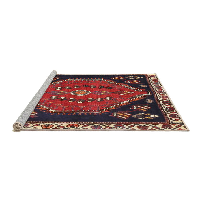 Sideview of Machine Washable Traditional Dark Almond Brown Rug, wshtr4577
