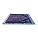 Sideview of Machine Washable Persian Blue Traditional Rug, wshtr4577blu