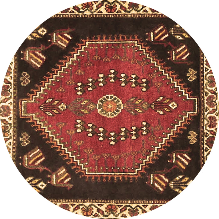 Round Machine Washable Persian Brown Traditional Rug, wshtr4577brn