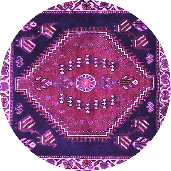 Round Machine Washable Persian Purple Traditional Area Rugs, wshtr4577pur