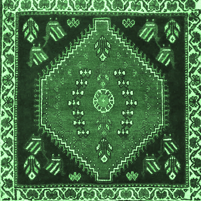 Square Machine Washable Persian Emerald Green Traditional Area Rugs, wshtr4577emgrn
