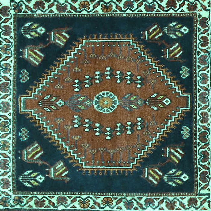Square Machine Washable Persian Turquoise Traditional Area Rugs, wshtr4577turq