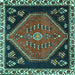 Square Machine Washable Persian Turquoise Traditional Area Rugs, wshtr4577turq