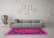 Machine Washable Persian Pink Traditional Rug in a Living Room, wshtr4577pnk