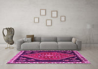 Machine Washable Persian Pink Traditional Rug, wshtr4577pnk