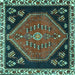 Square Persian Turquoise Traditional Rug, tr4577turq