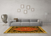 Machine Washable Persian Yellow Traditional Rug, wshtr4577yw